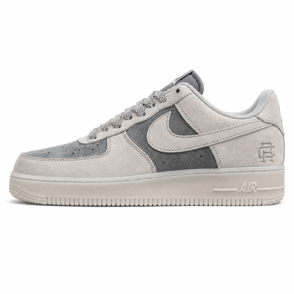 Nike Air Force 1 07 cinzento claro wolf grey suede lateral izquierda
