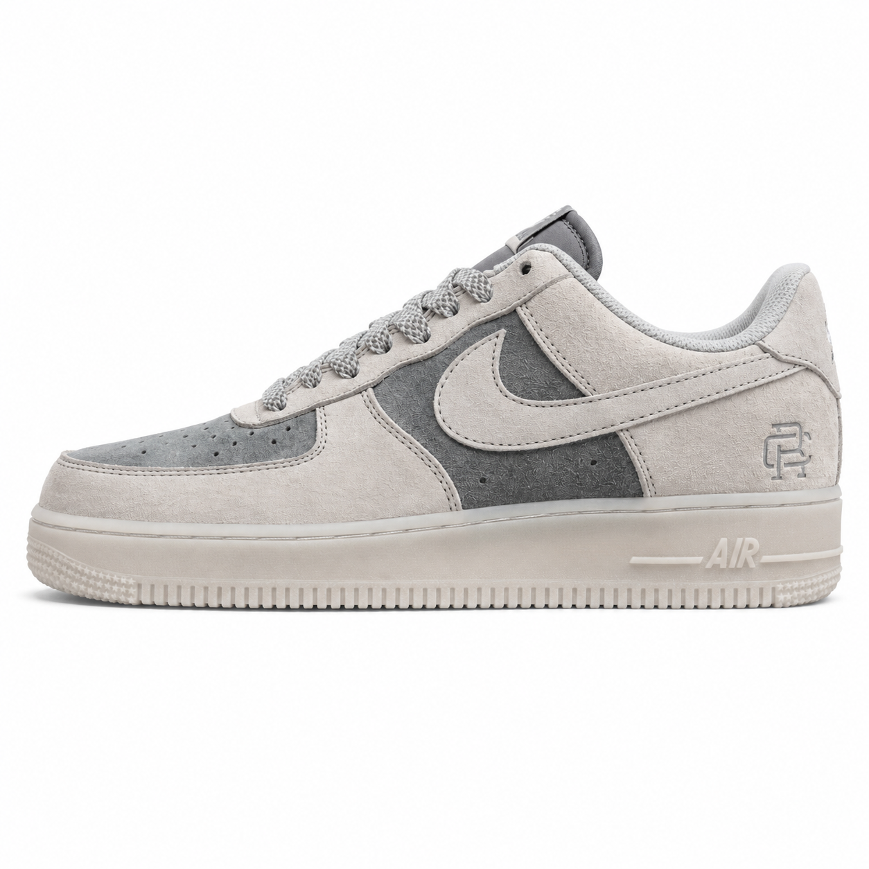 Nike Air Force 1 07 cinzento claro wolf grey suede lateral izquierda