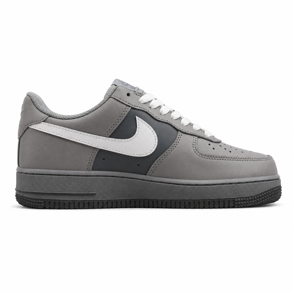 Nike Air Force 1 07 cinzento escuro branco lateral derecha