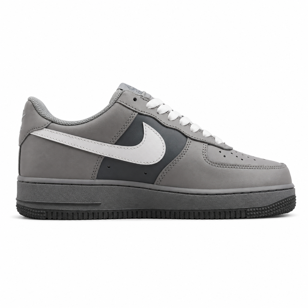Nike Air Force 1 07 cinzento escuro branco lateral derecha