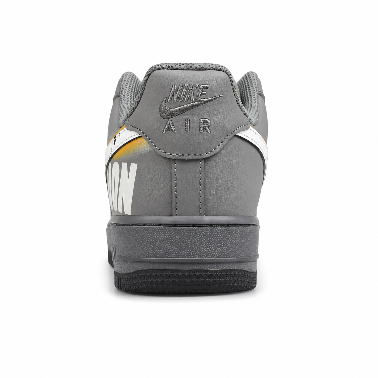 Nike Air Force 1 07 cinzento escuro branco vista trasera