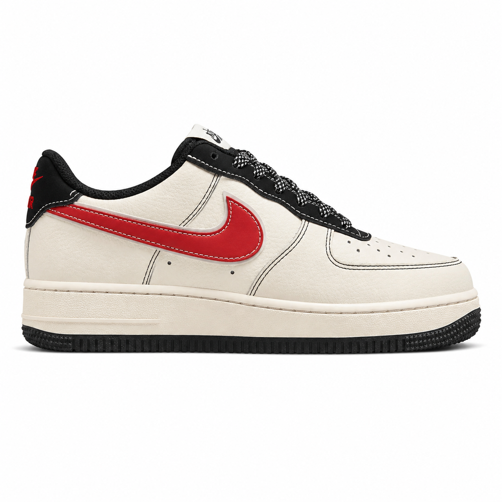 Nike Air Force 1 07 x Stussy beige vermelho preto lateral derecha