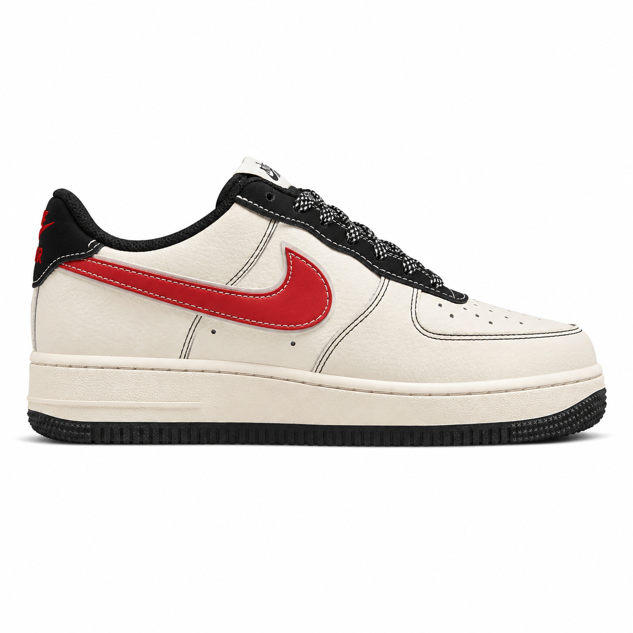 Nike Air Force 1 07 x Stussy beige vermelho preto lateral derecha