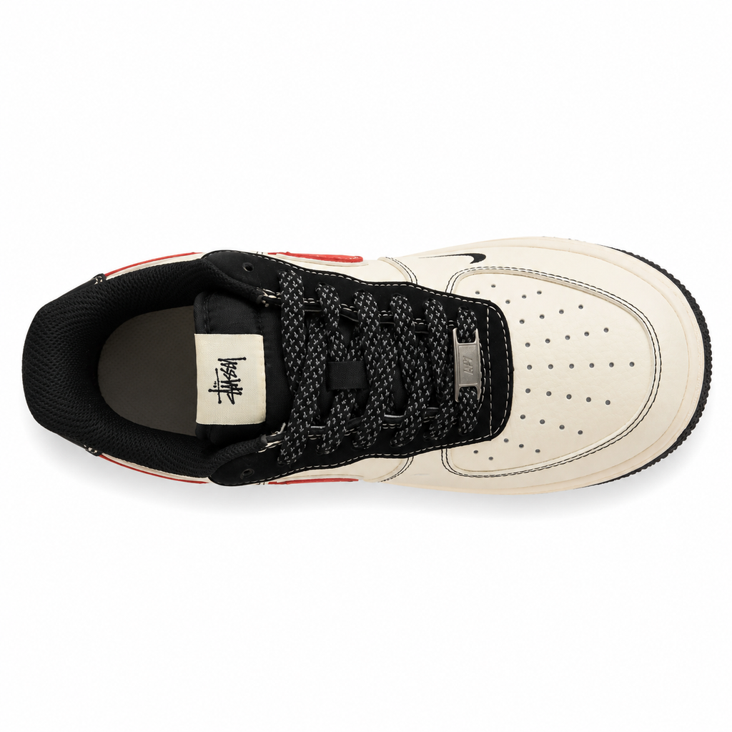 Nike Air Force 1 07 x Stussy beige vermelho preto vista superior