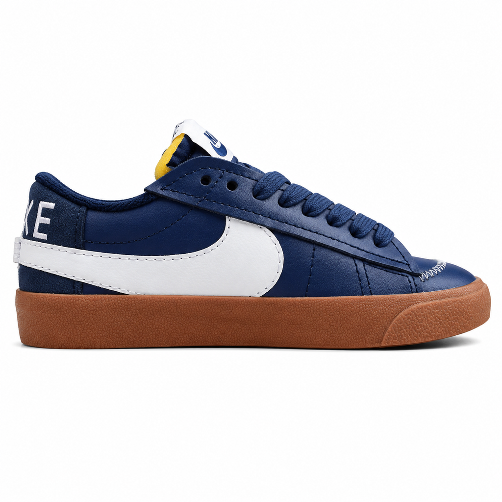 Nike Blazer Low 77 azul-marinho branco gum lateral izquierda detalle