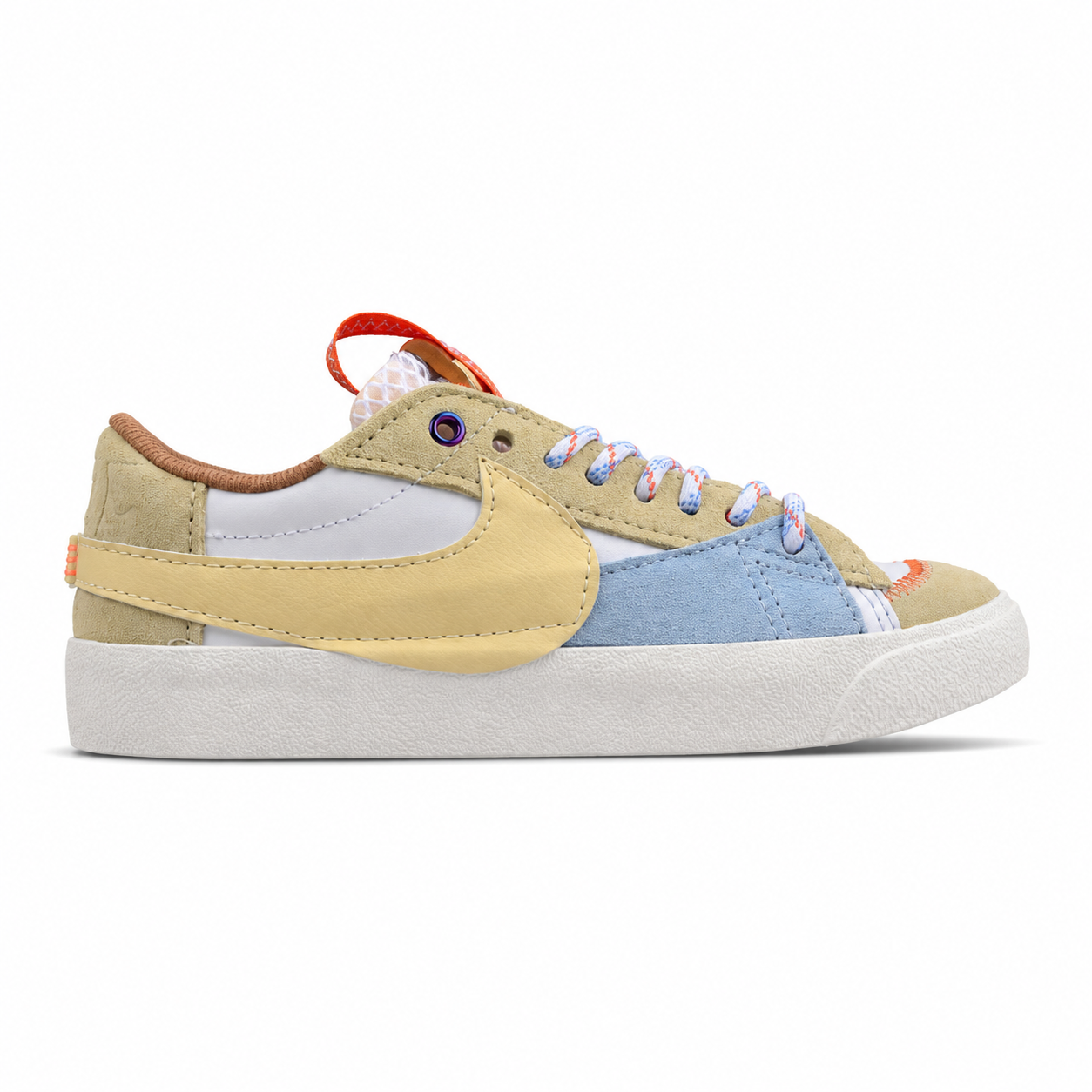 Nike Blazer Low 77 beige azul branco lateral derecha