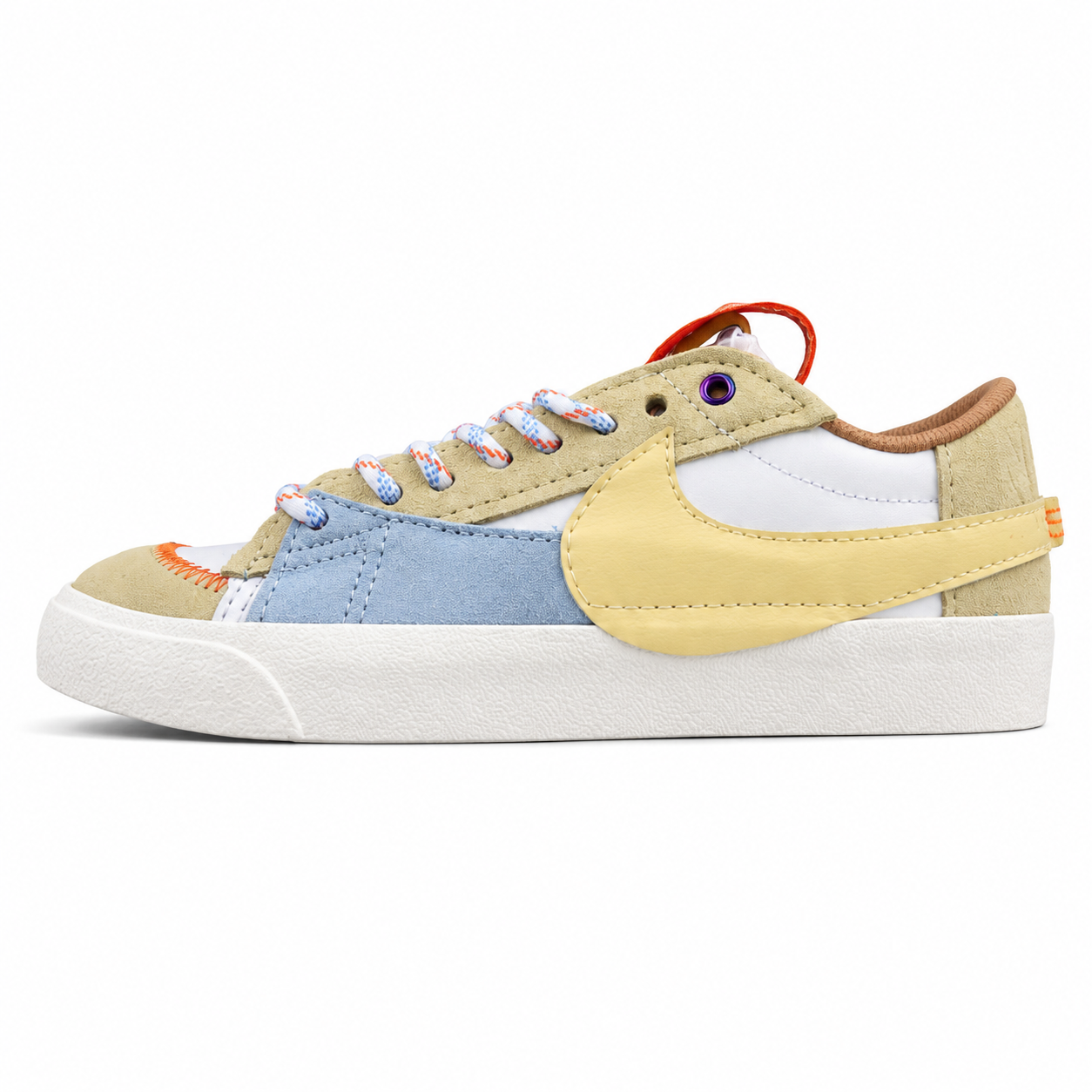 Nike Blazer Low 77 beige azul branco lateral izquierda