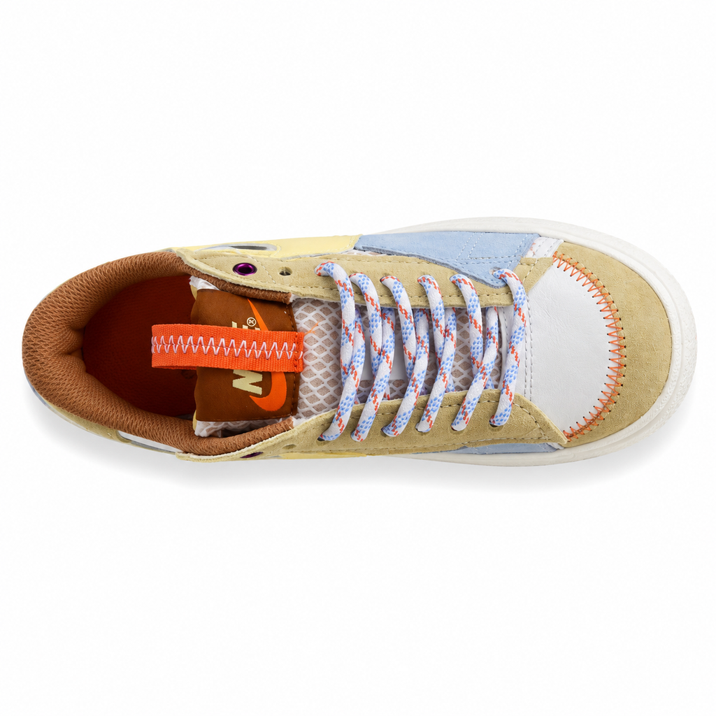 Nike Blazer Low 77 beige azul branco vista superior