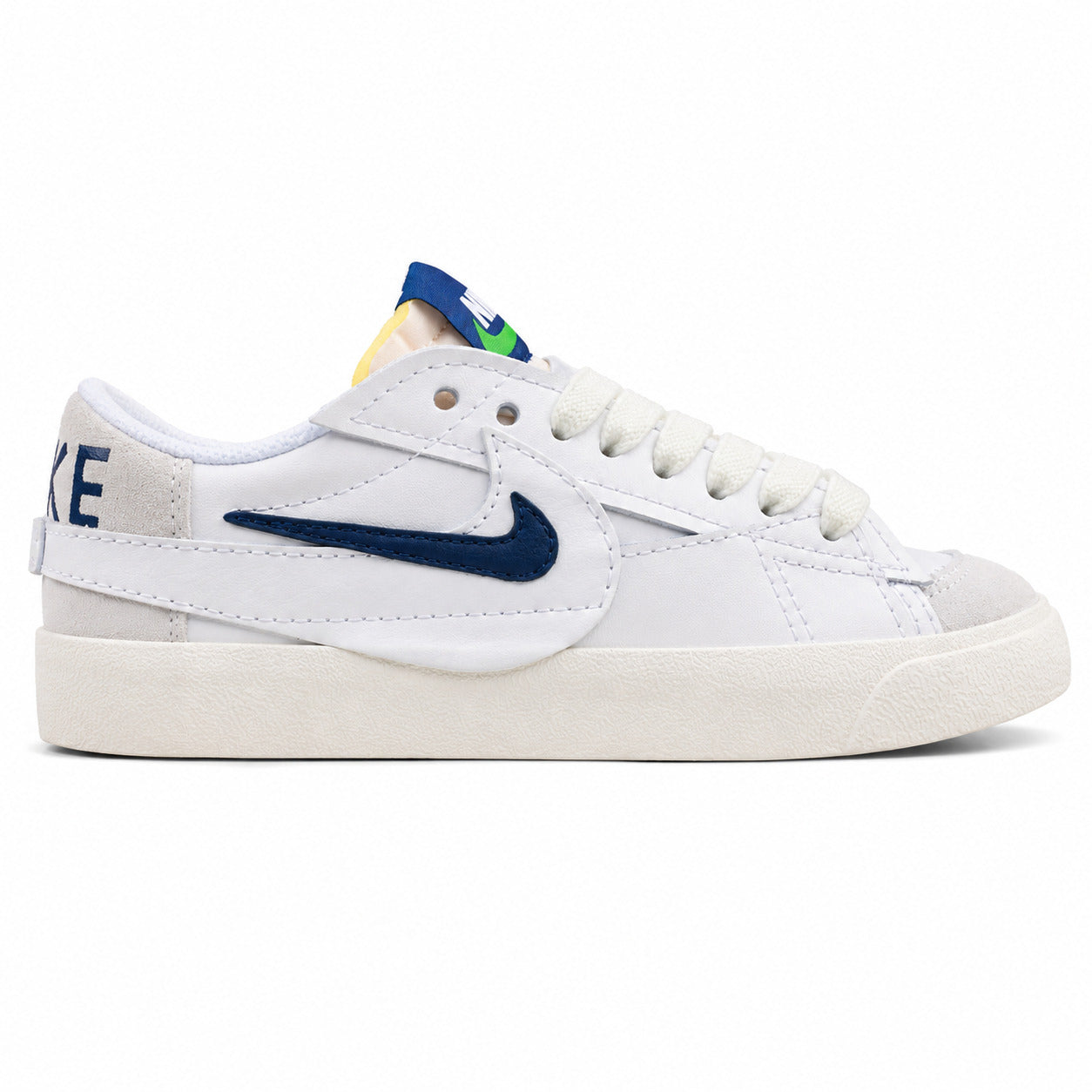 Nike Blazer Low 77 branco azul-marinho lateral derecha