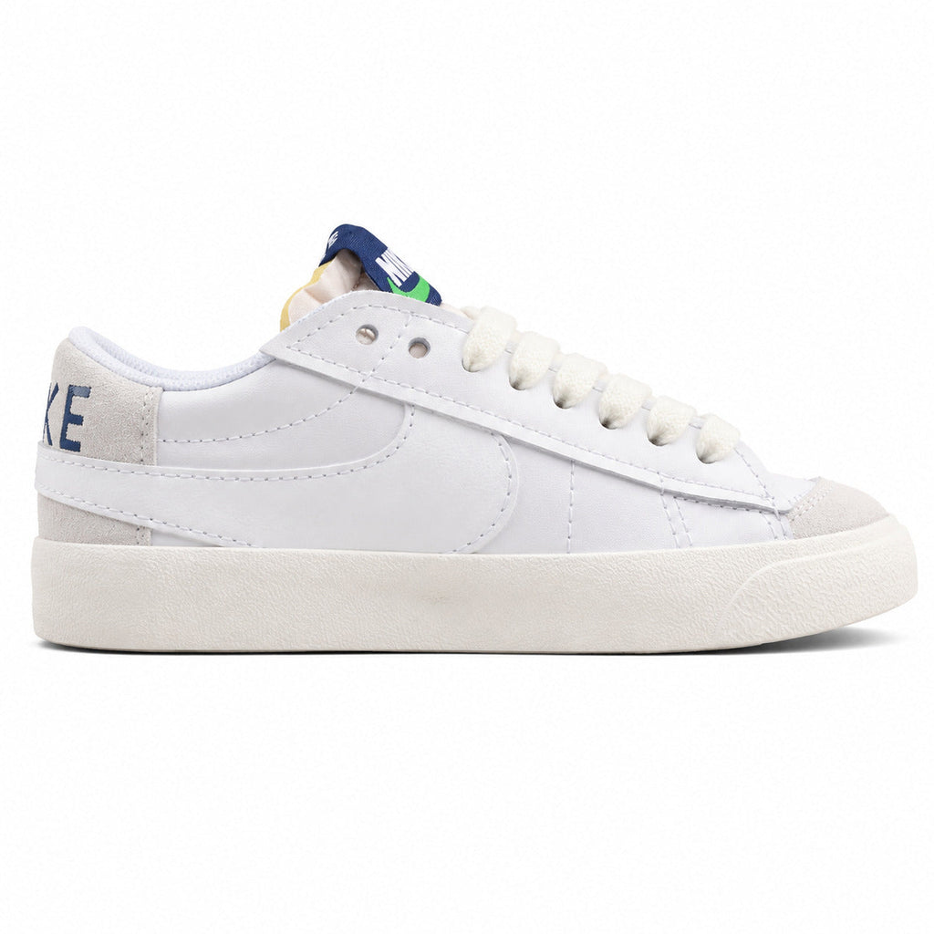 Nike Blazer Low 77 branco azul-marinho lateral izquierda detalle
