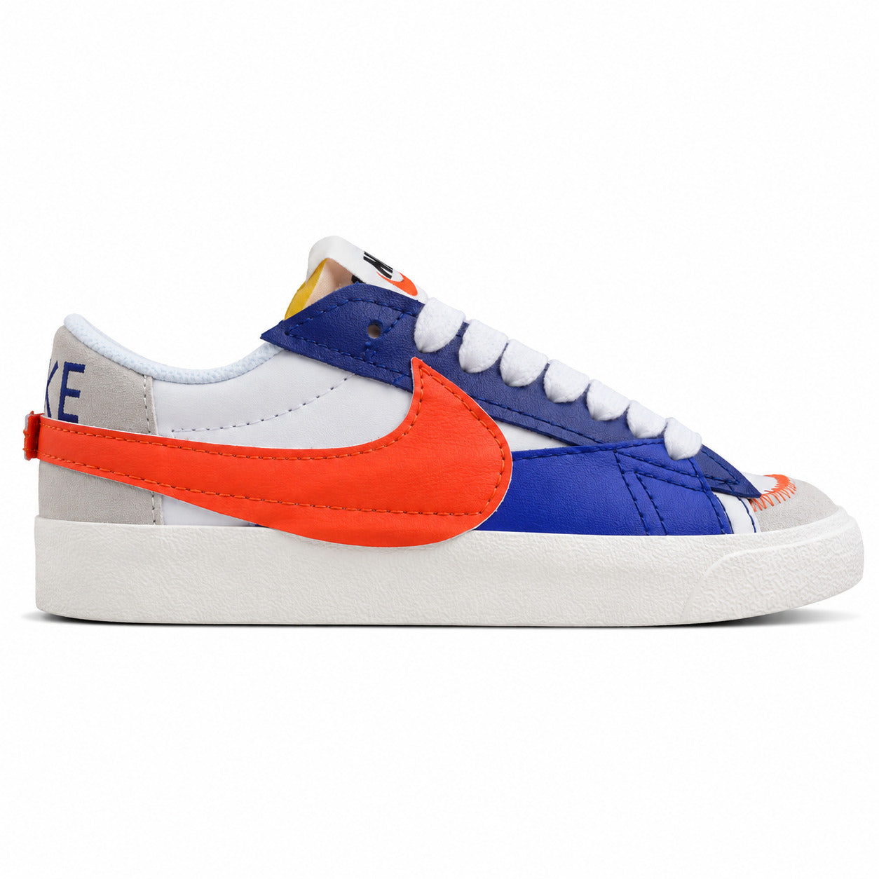 Nike Blazer Low 77 branco azul laranja lateral derecha
