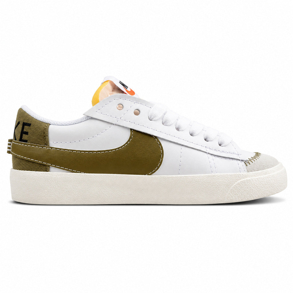 Nike Blazer Low 77 branco dourado lateral izquierda detalle