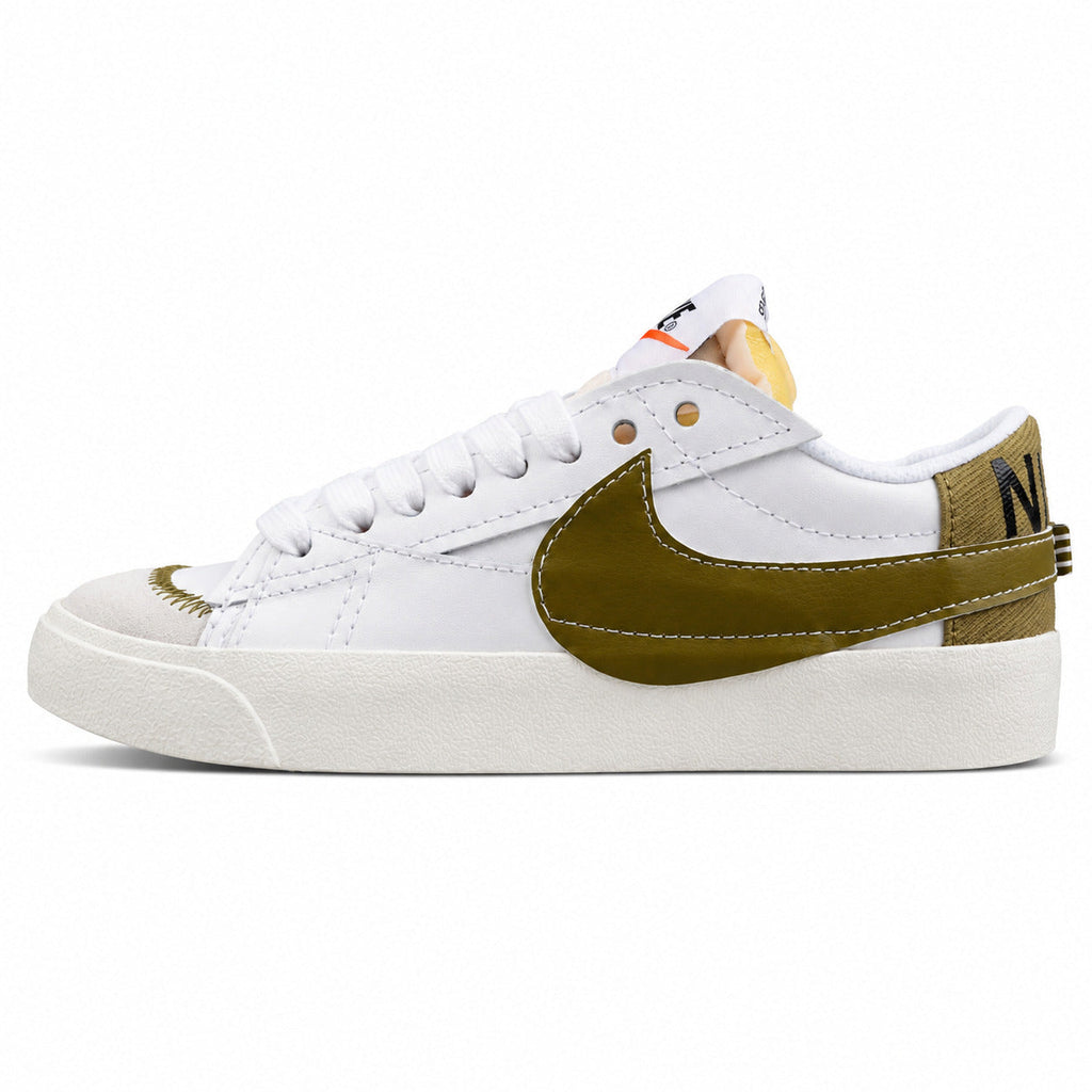 Nike Blazer Low 77 branco dourado lateral izquierda
