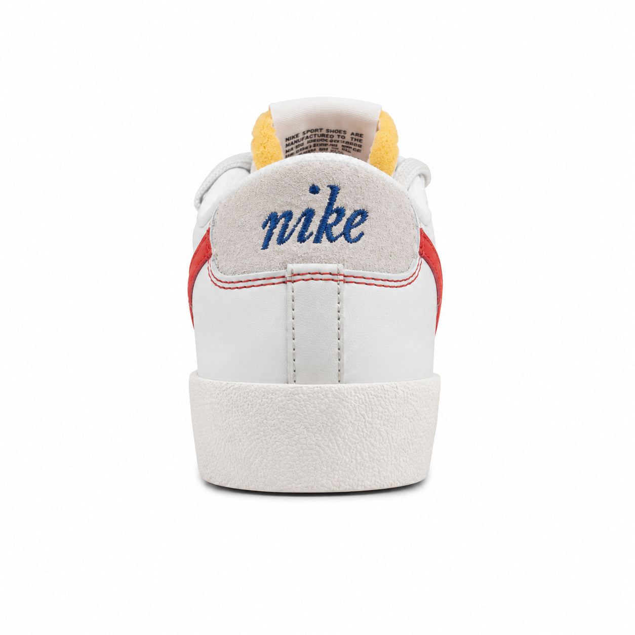 Nike Blazer Low 77 branco dourado vermelho vista trasera