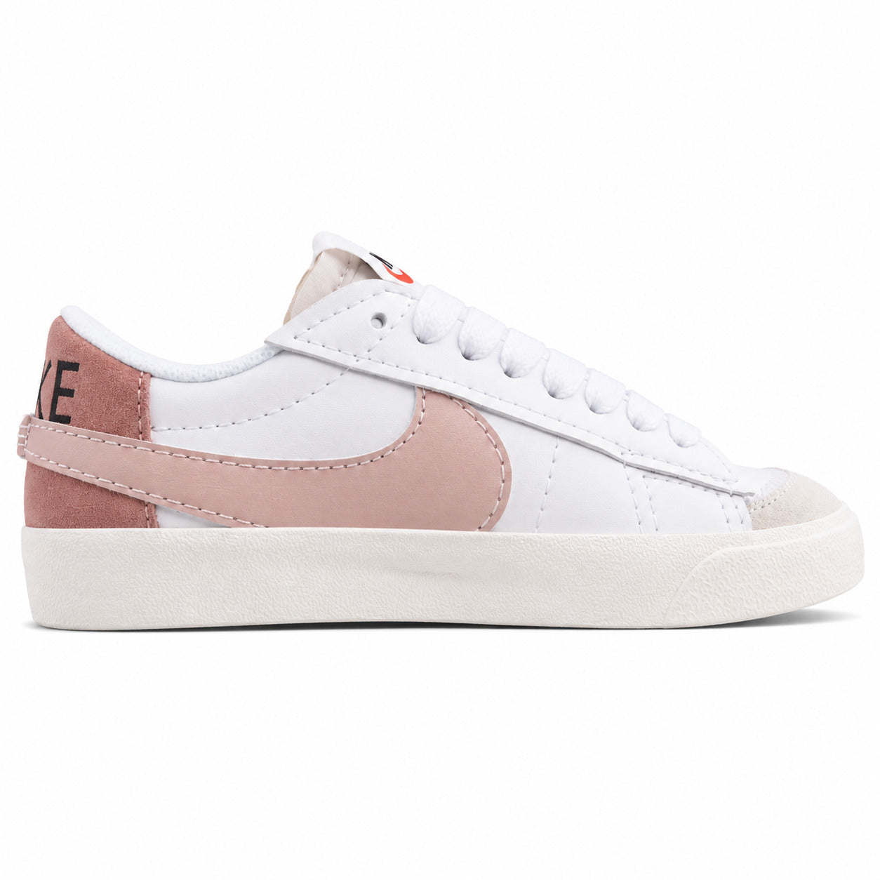Nike Blazer Low 77 branco rosa perfil lateral izquierdo