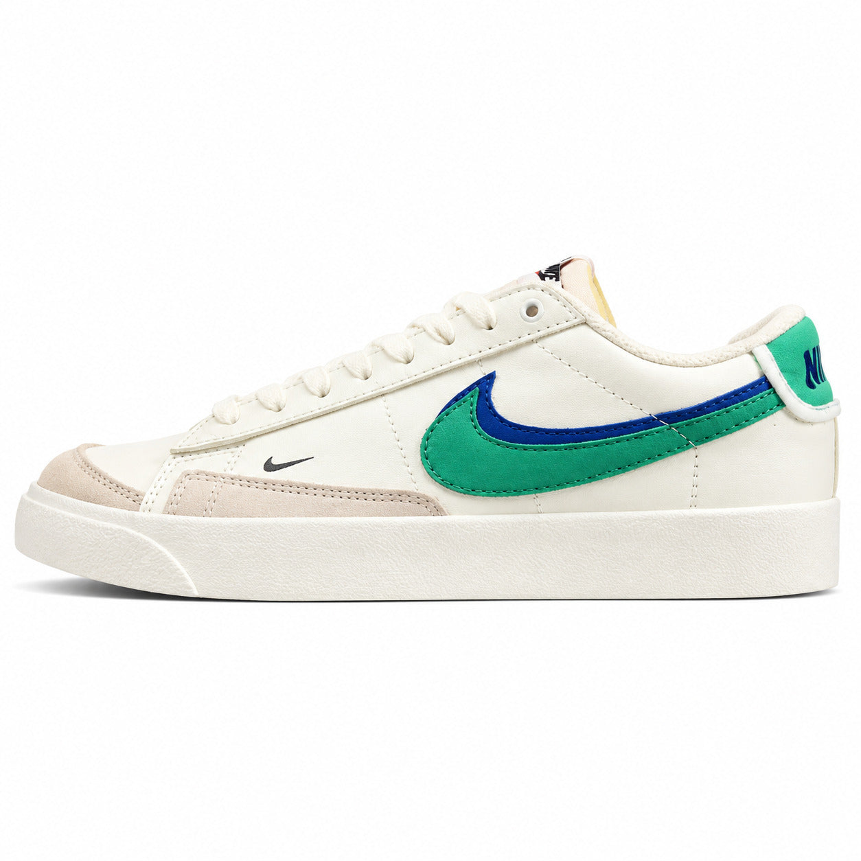 Nike Blazer Low 77 crema verde azul-marinho lateral izquierda