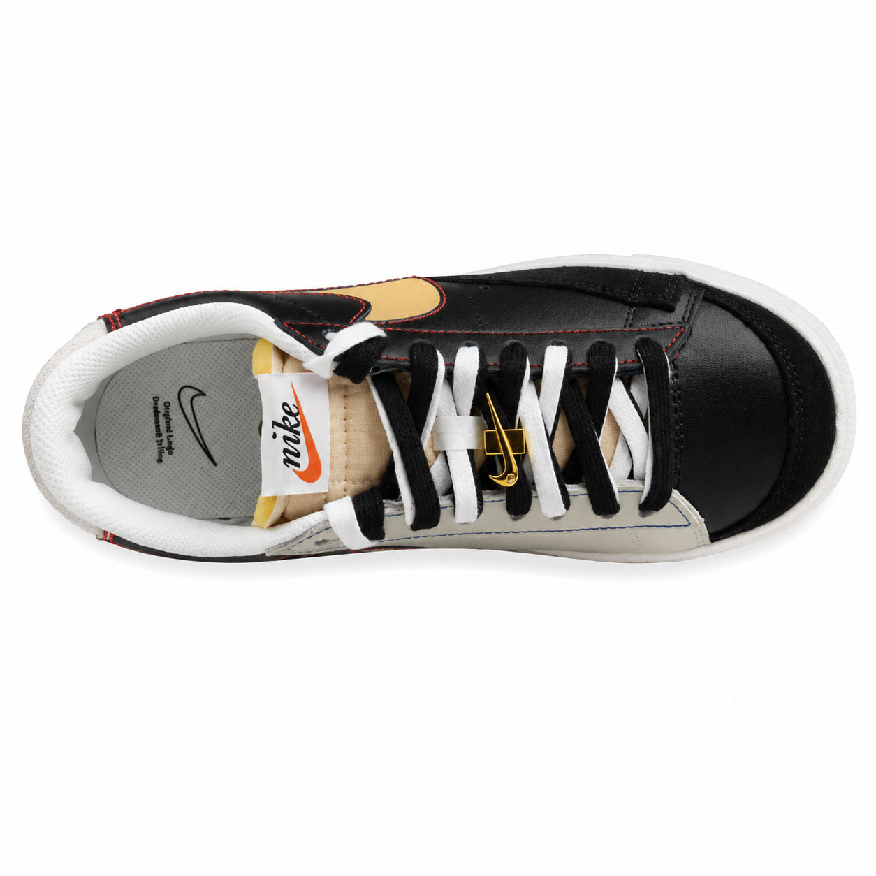 Nike Blazer Low 77 PRM Swoosh 50th preto beige vista superior cordones