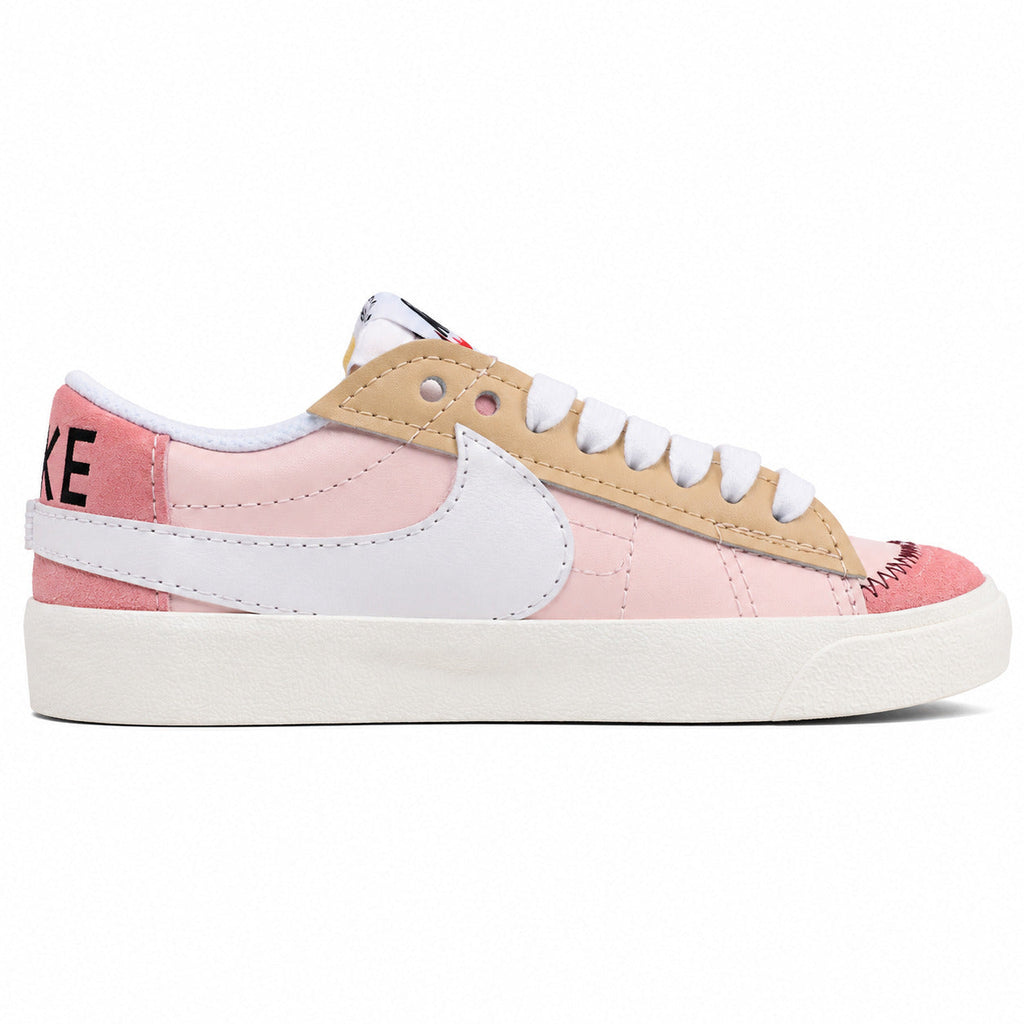 Nike Blazer Low 77 rosa beige branco perfil lateral izquierdo