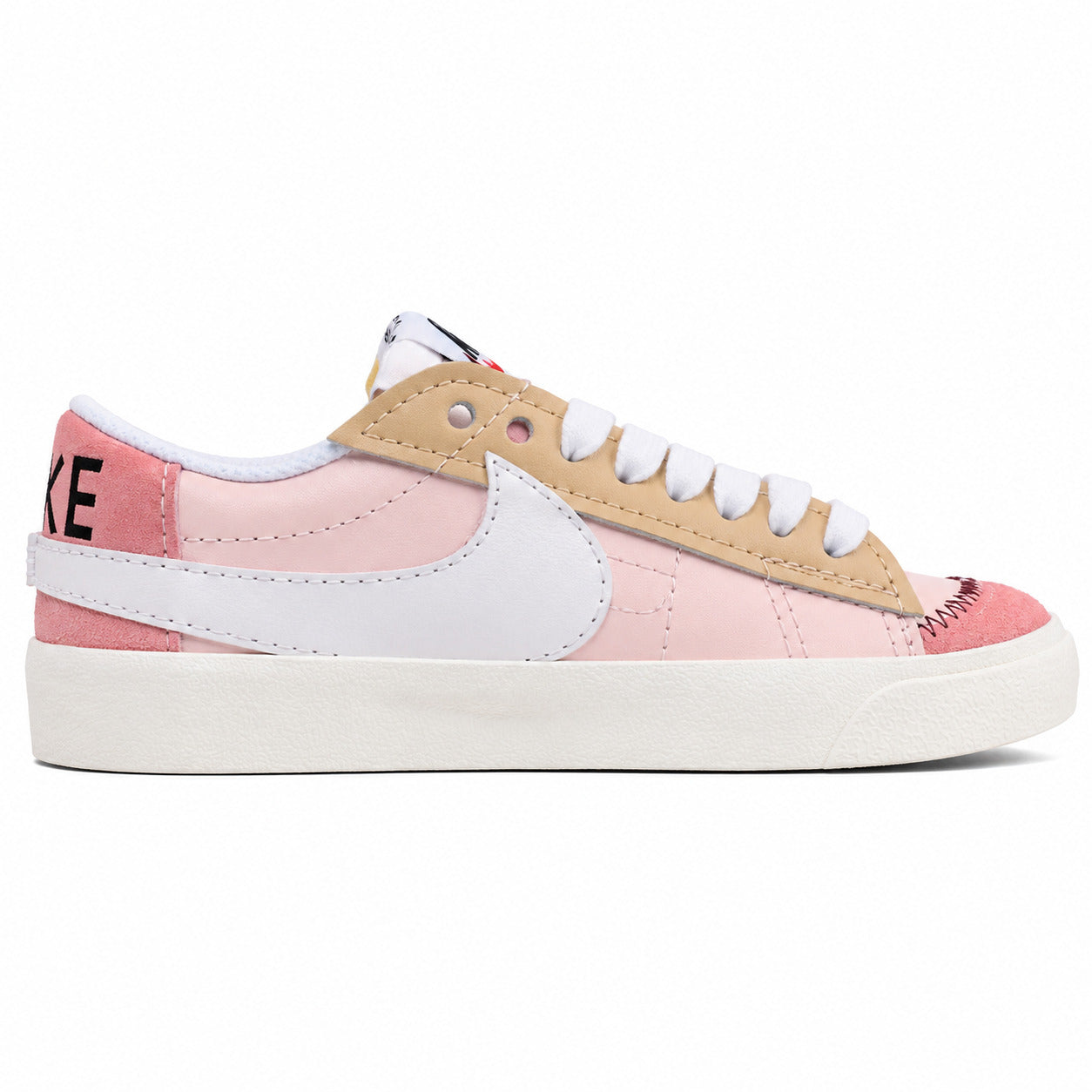 Nike Blazer Low 77 rosa beige branco perfil lateral izquierdo