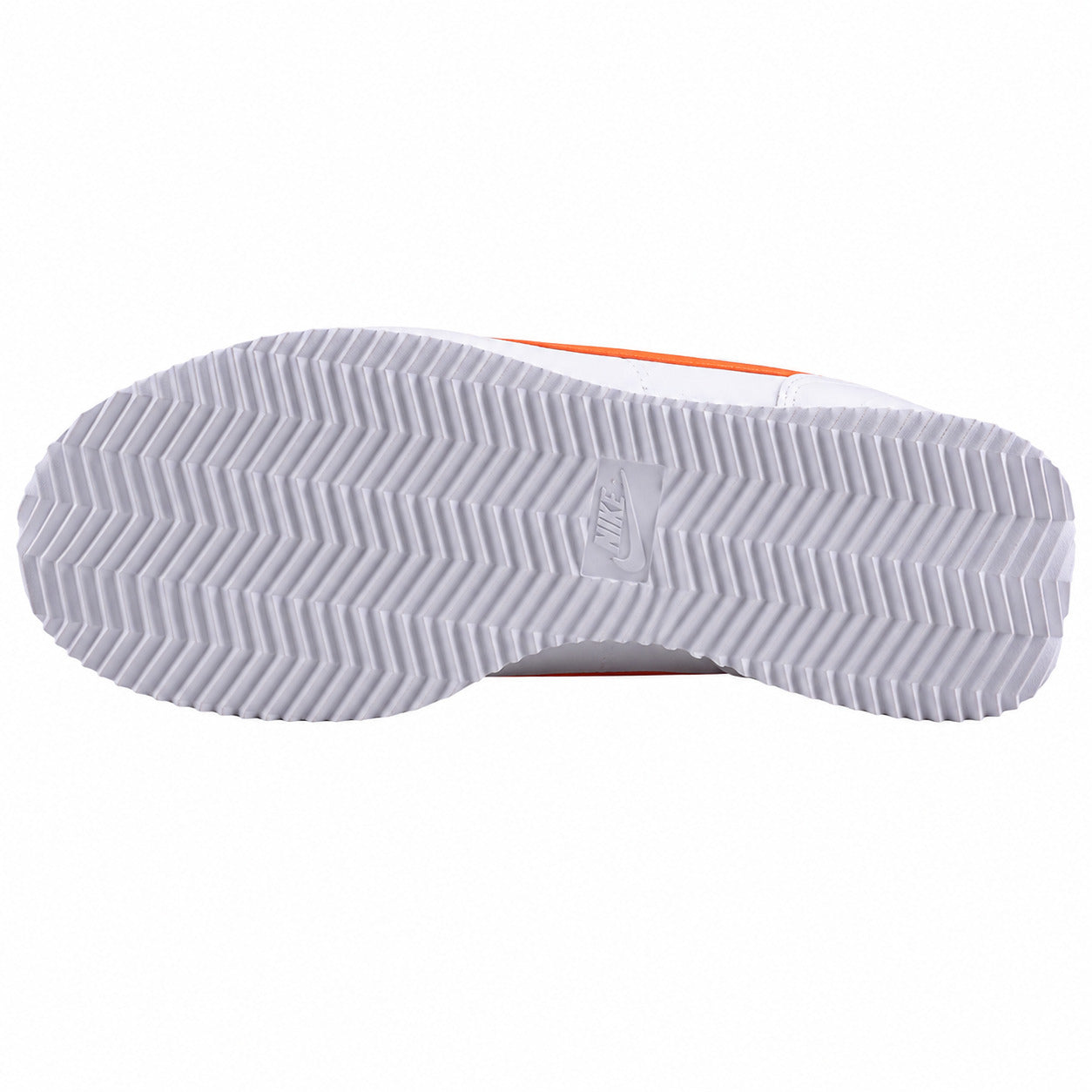 Nike Cortez branco laranja detalle suela