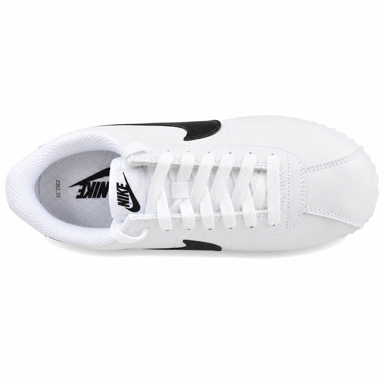 Nike Cortez branco preto vista superior