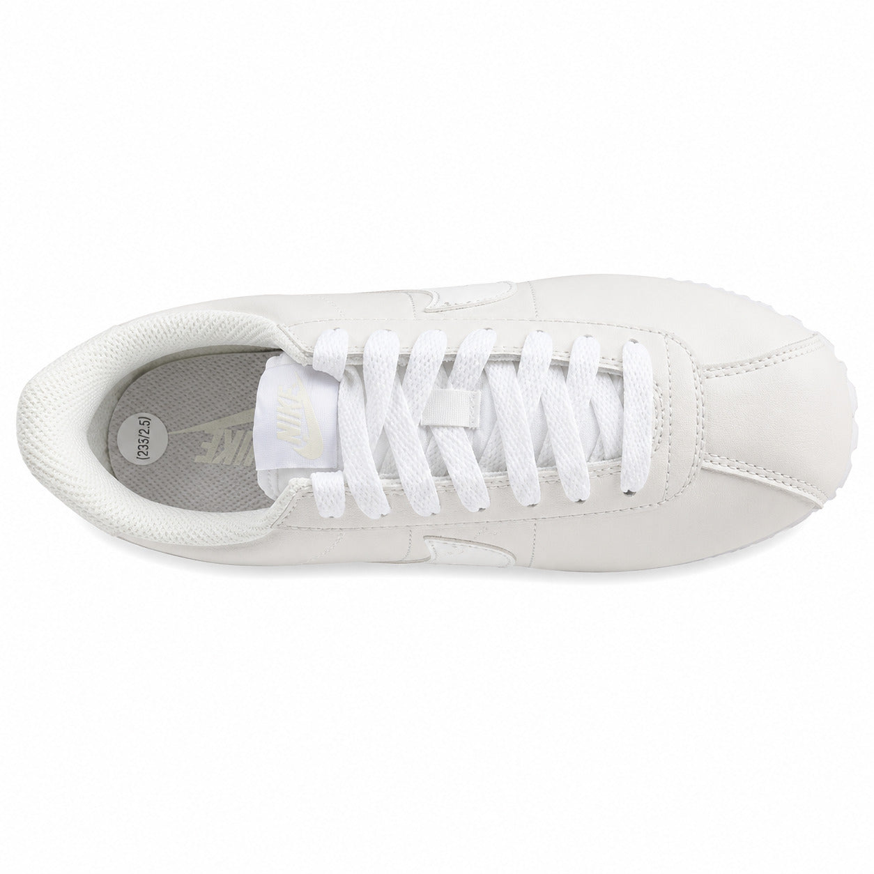 Nike Cortez crema branco vista superior