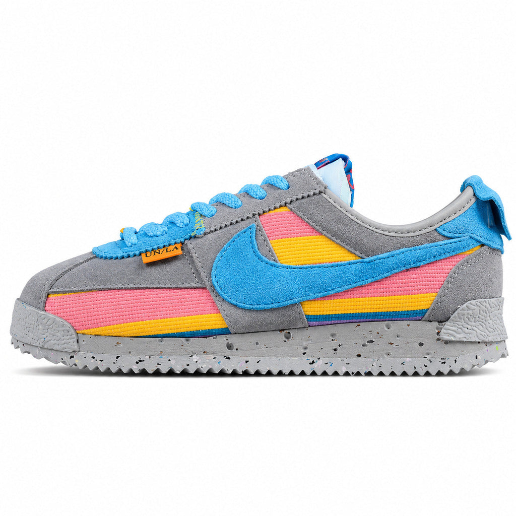 Nike Cortez SP x Union LA cinzento azul amarelo rosa lateral izquierda