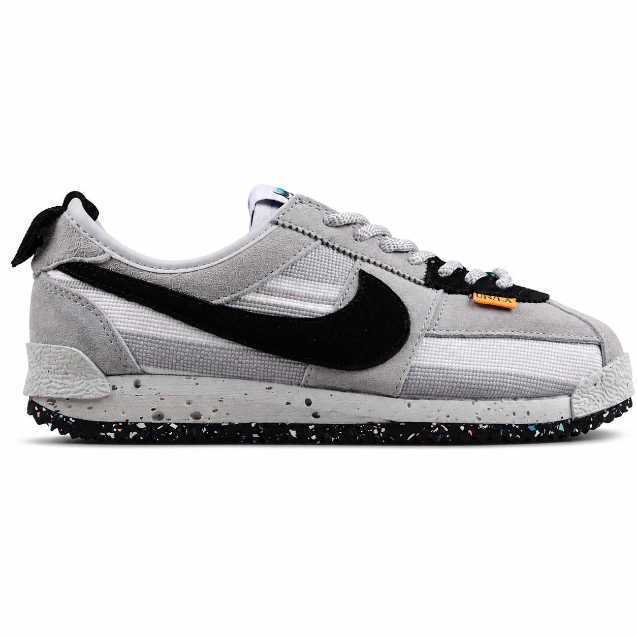 Nike Cortez SP x Union LA cinzento preto branco lateral derecha