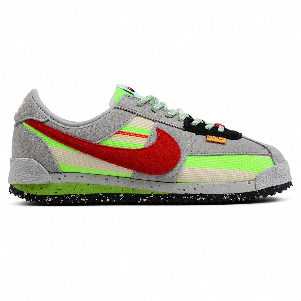 Nike Cortez SP x Union LA cinzento verde vermelho lateral derecha