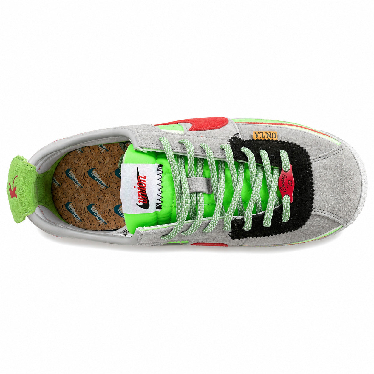 Nike Cortez SP x Union LA cinzento verde vermelho vista superior