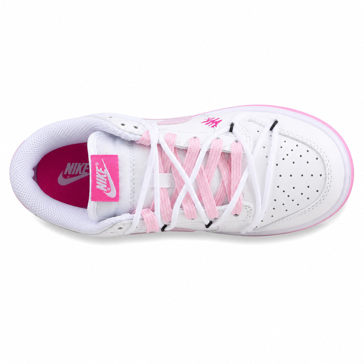 Nike Dunk Low 520 branco rosa preto vista superior