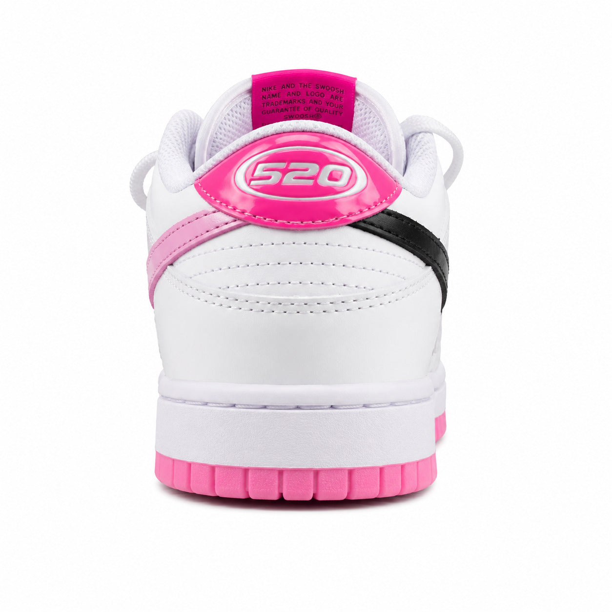 Nike Dunk Low 520 branco rosa preto detalle talón 520