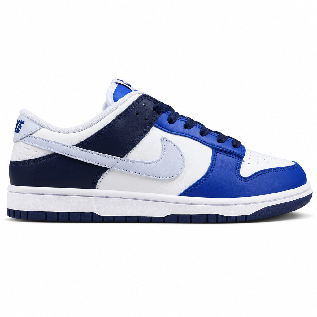 Nike Dunk Low branco azul-marinho royal lateral derecha