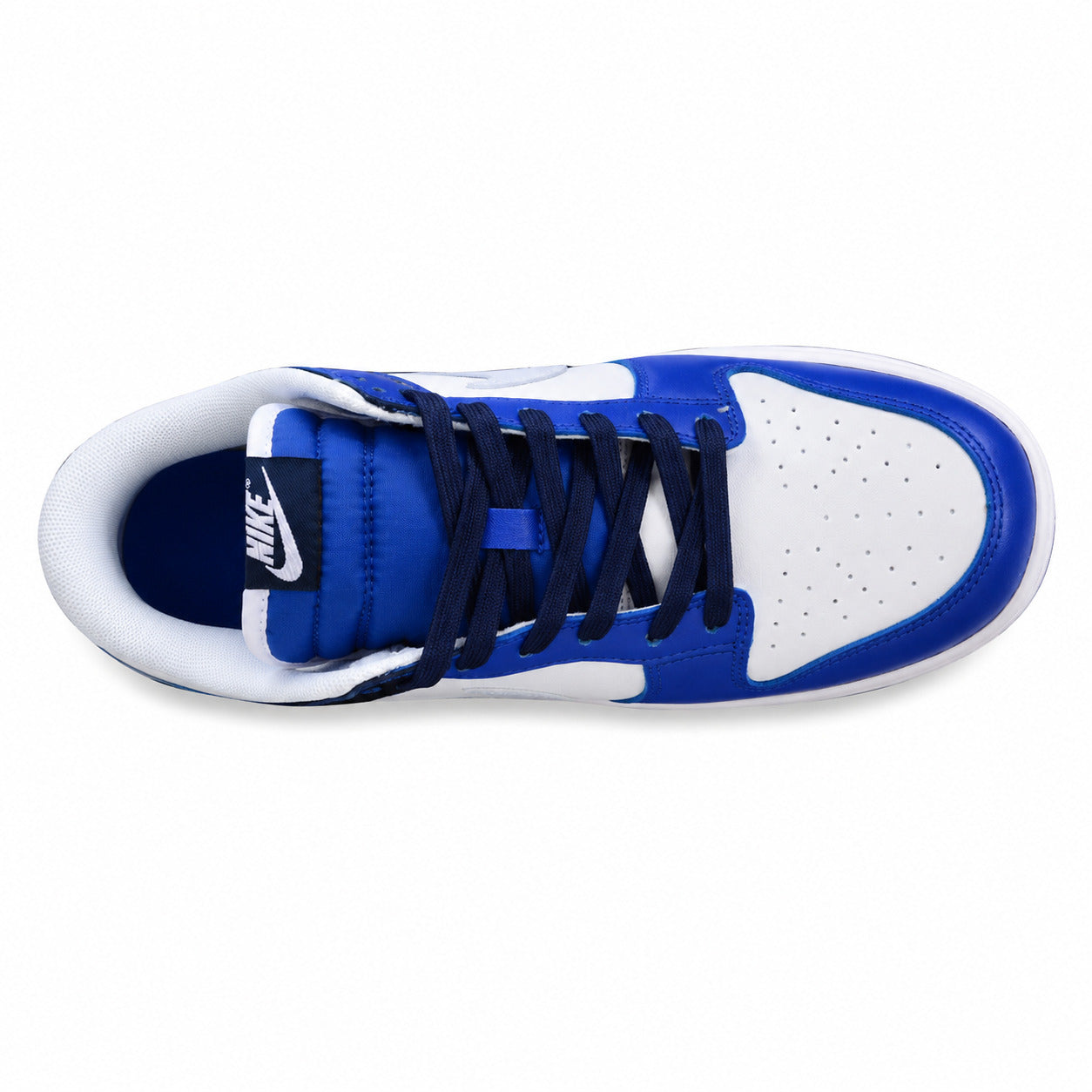 Nike Dunk Low branco azul-marinho royal vista superior