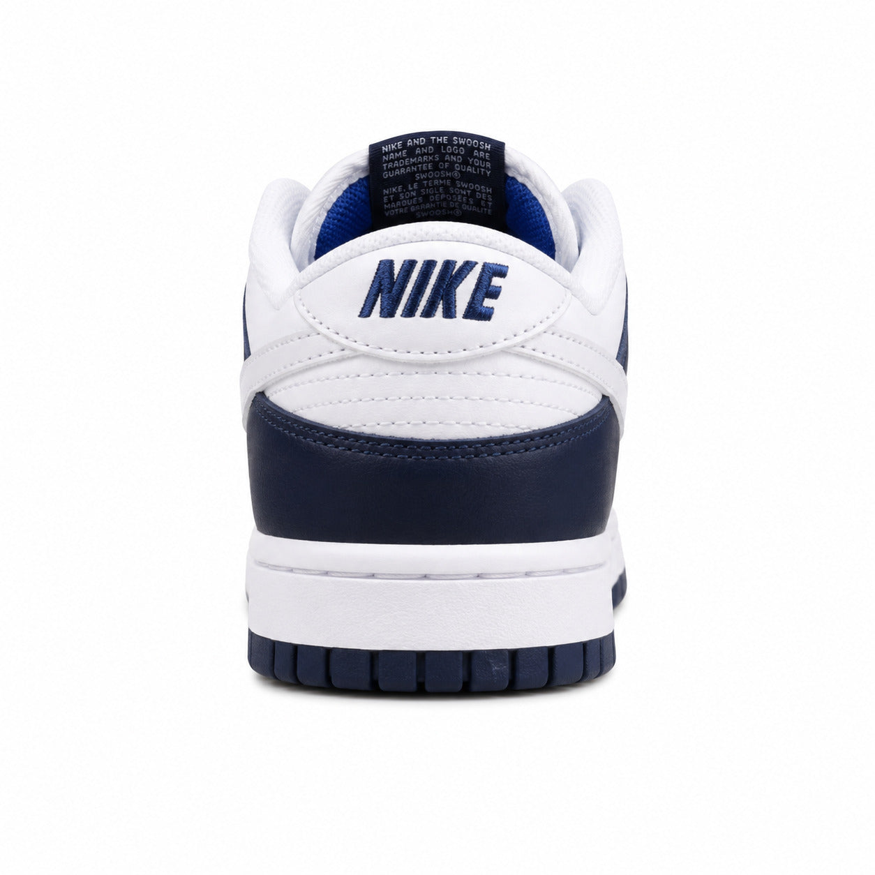 Nike Dunk Low branco azul-marinho royal detalle talón