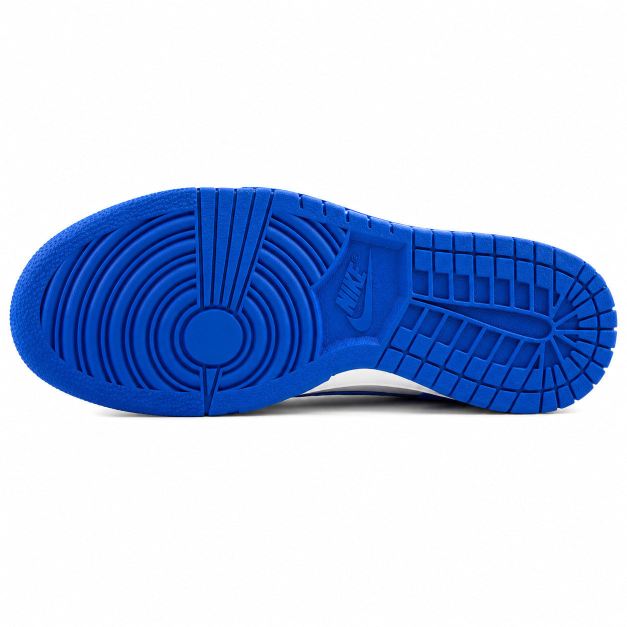 Nike Dunk Low branco cinzento preto azul royal suela royal