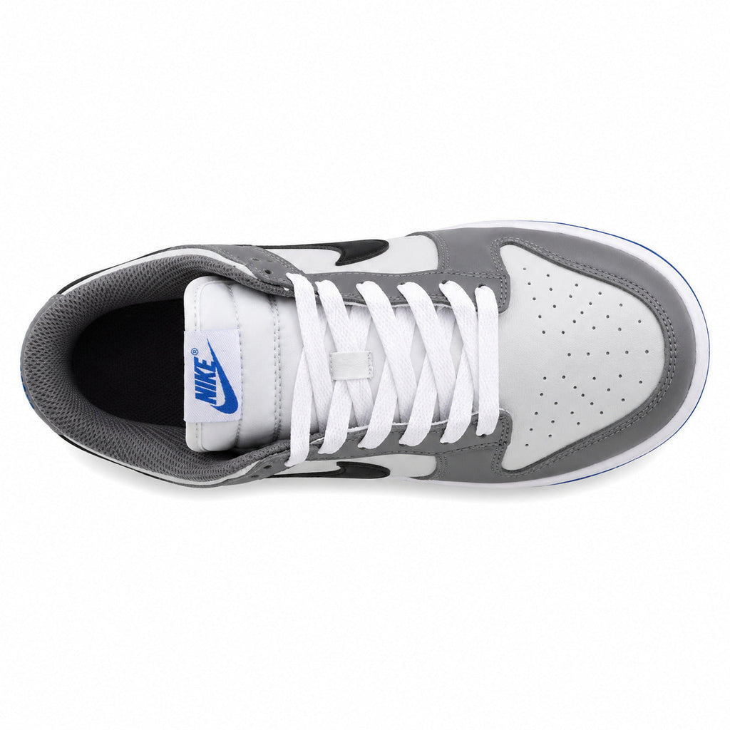 Nike Dunk Low branco cinzento preto azul royal vista superior