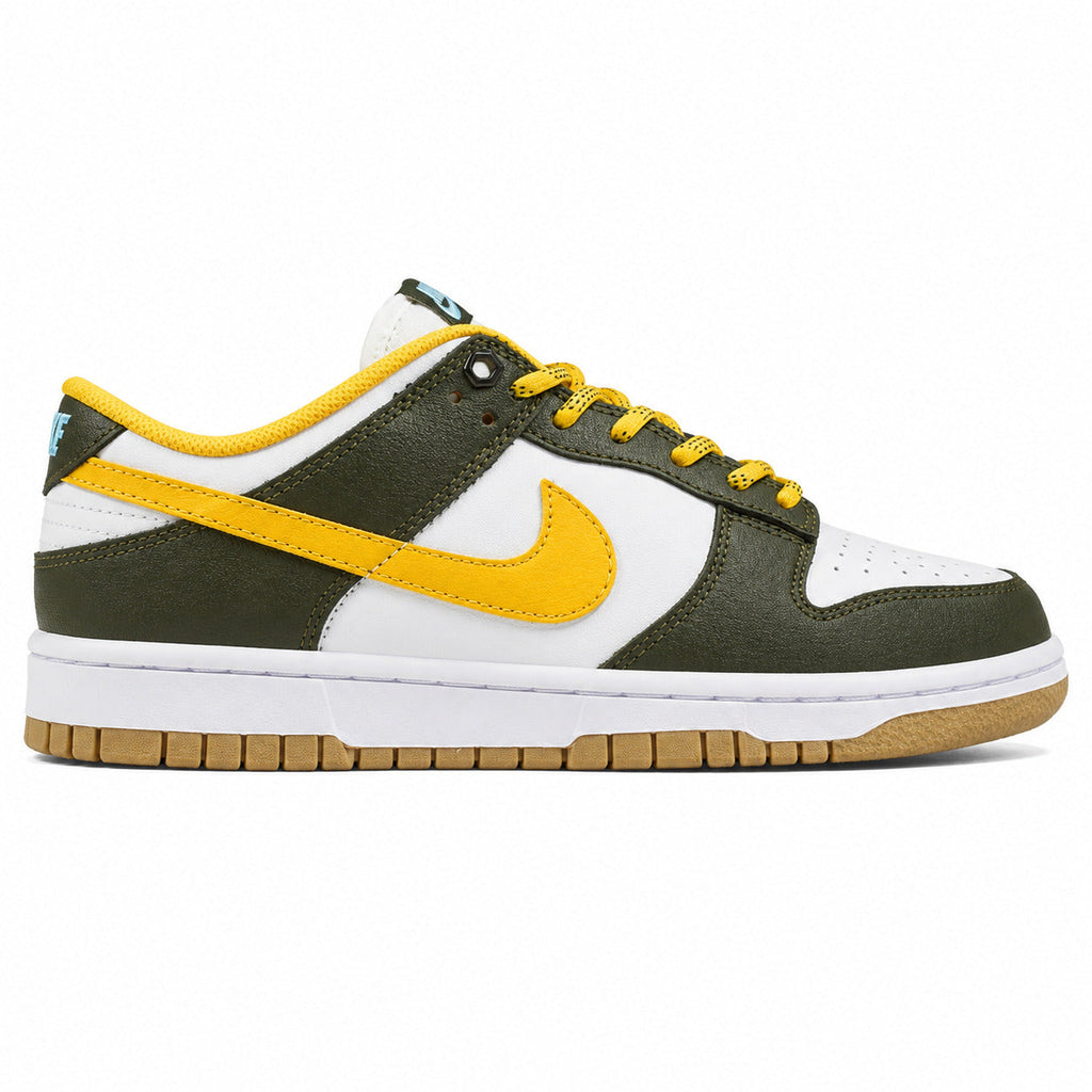 Nike Dunk Low branco verde amarelo lateral derecha