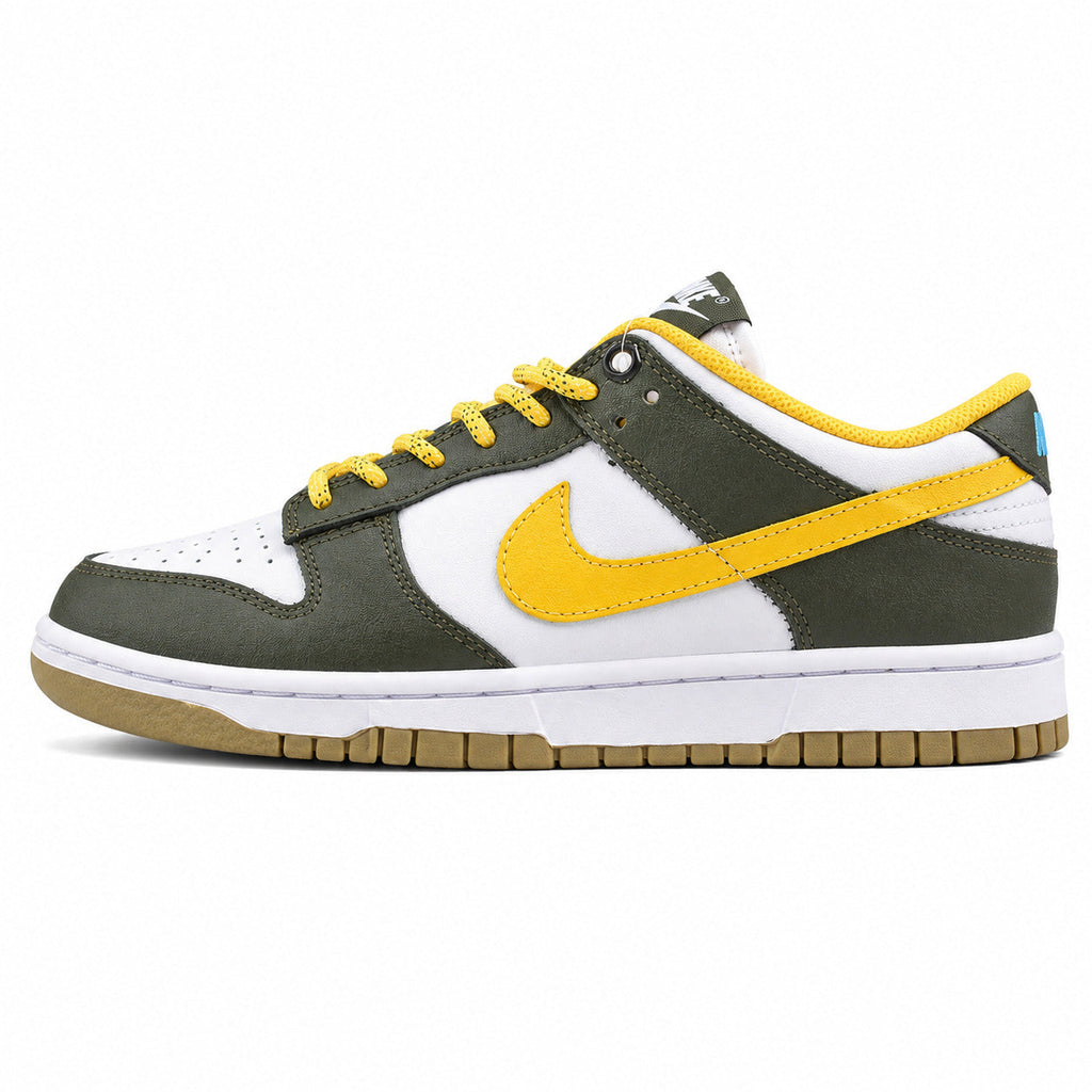 Nike Dunk Low branco verde amarelo lateral izquierda