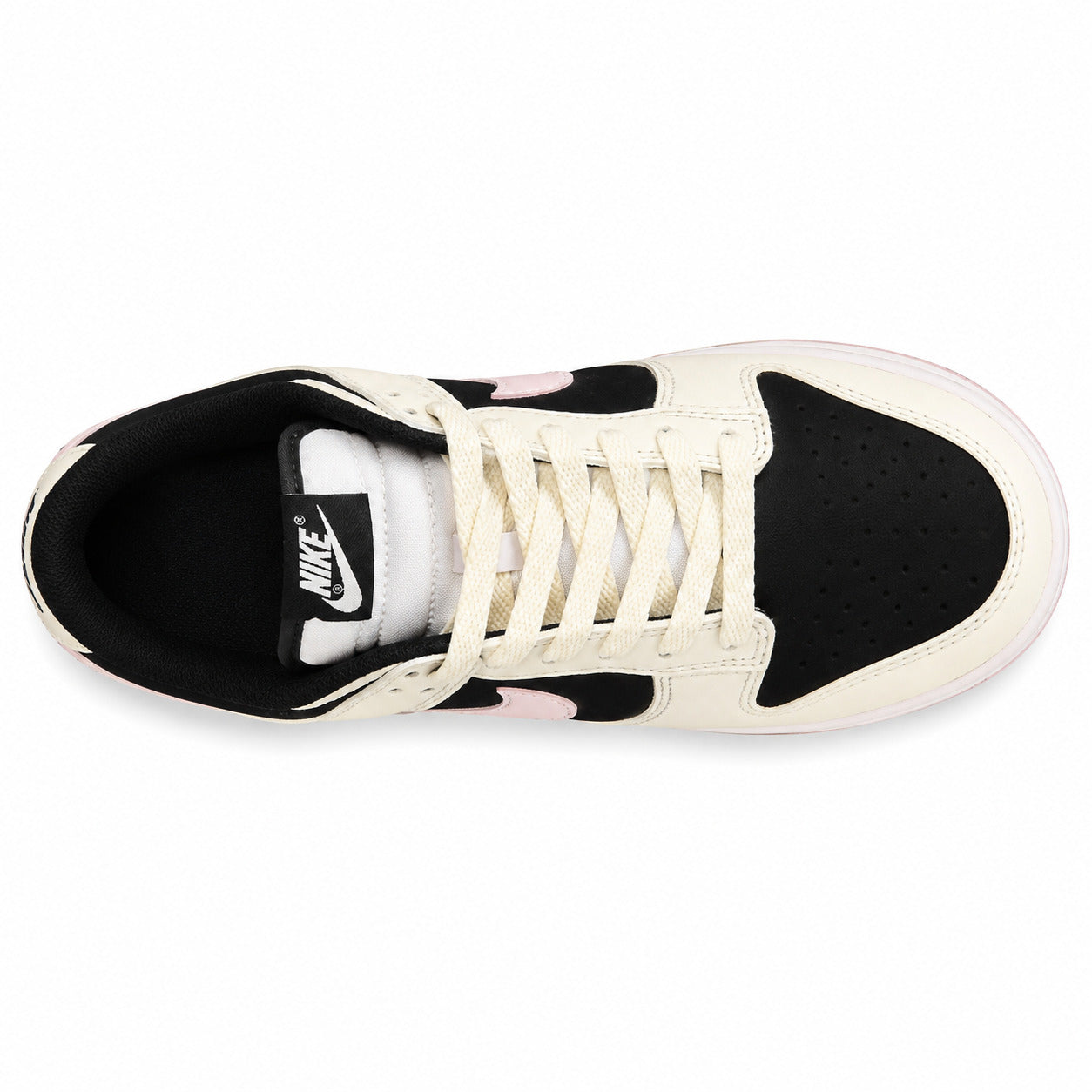 Nike Dunk Low crema preto rosa detalle panda vista superior