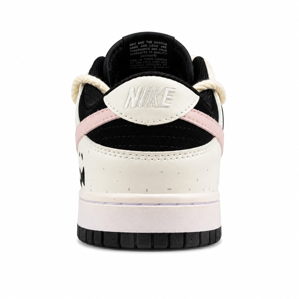 Nike Dunk Low crema preto rosa detalle panda talón