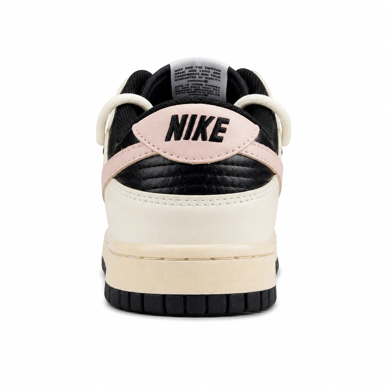 Nike Dunk Low crema preto rosa pastel detalle talón