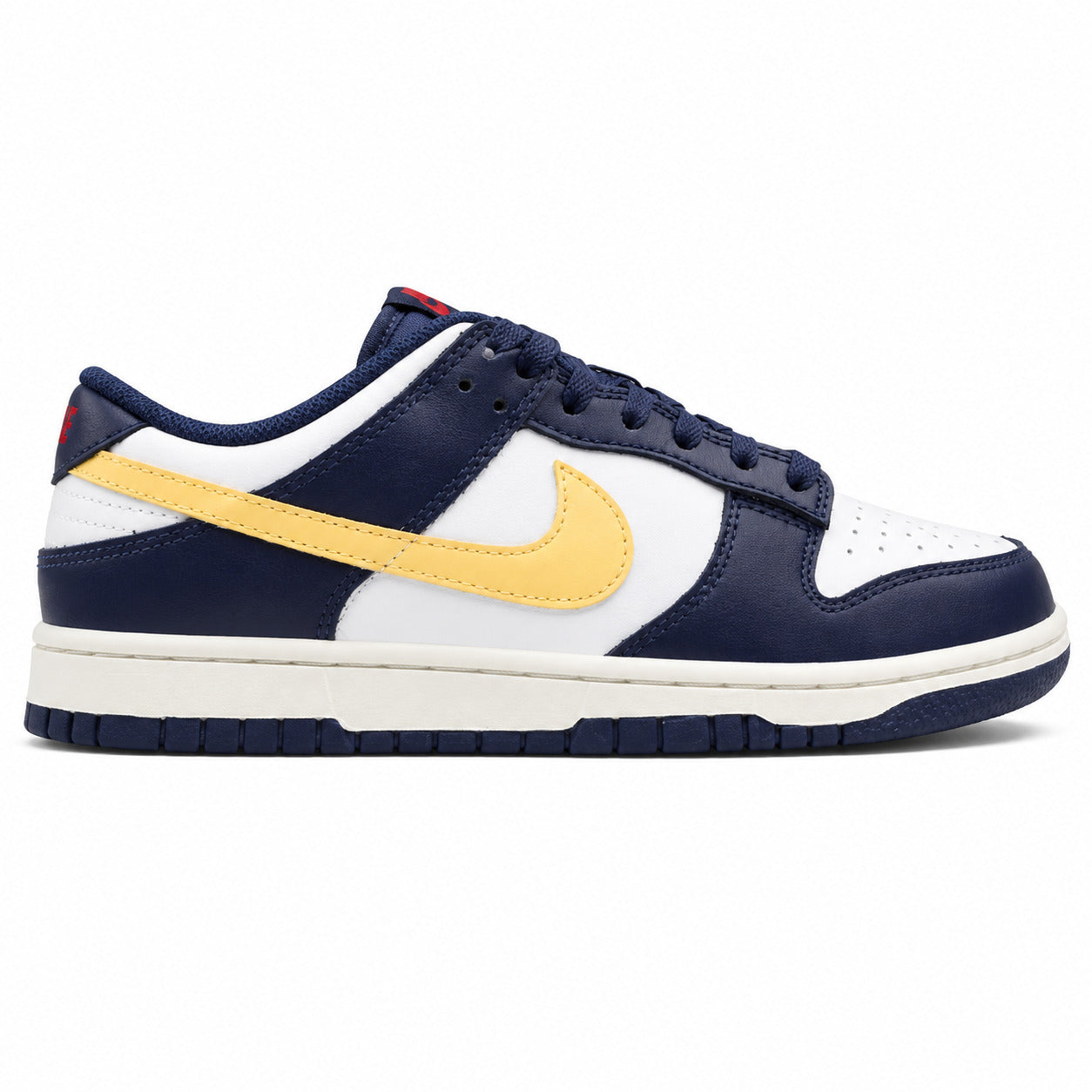 Nike Dunk Low From Beaverton marino branco amarelo lateral derecha