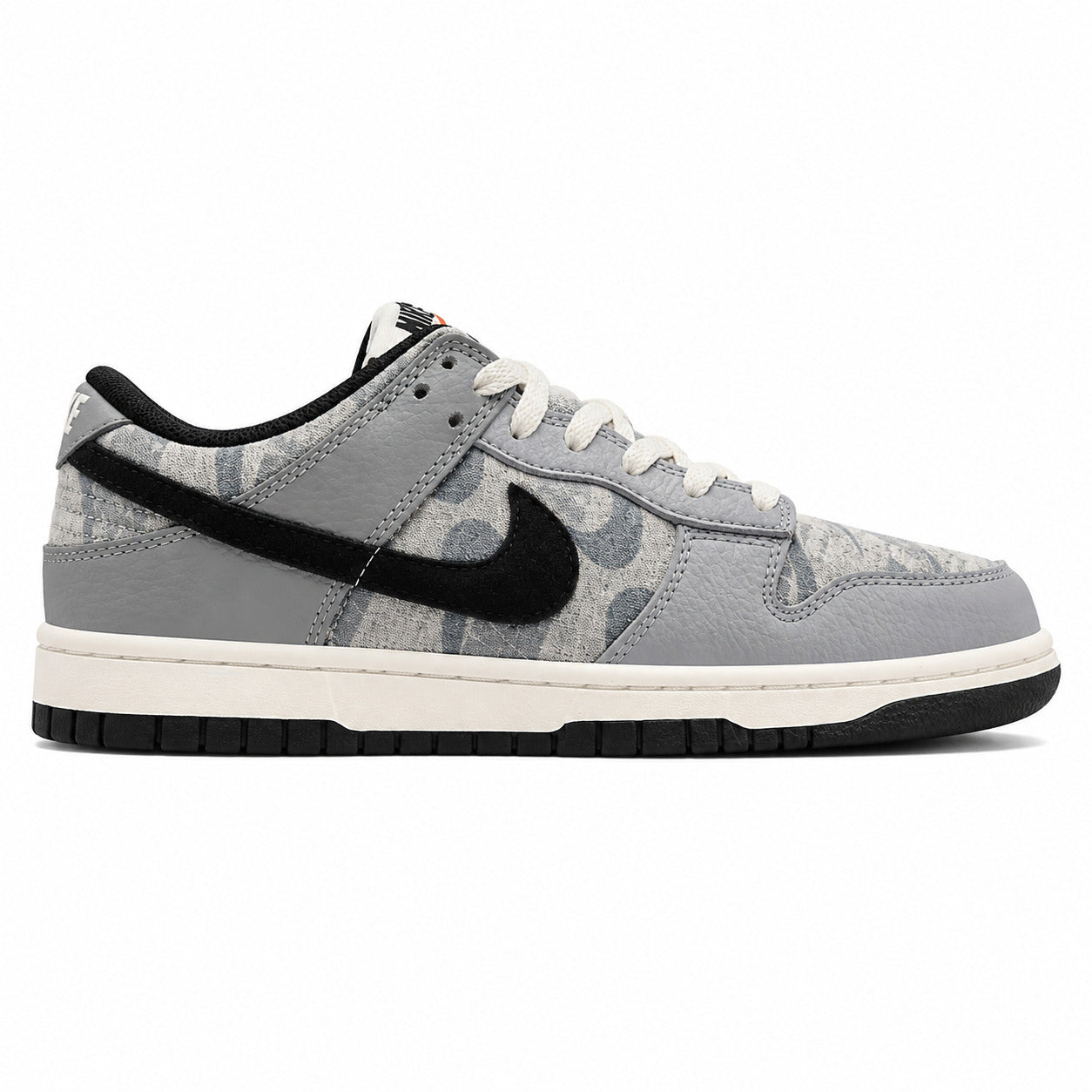 Nike Dunk Low cinzento off noir estampado animal lateral derecha