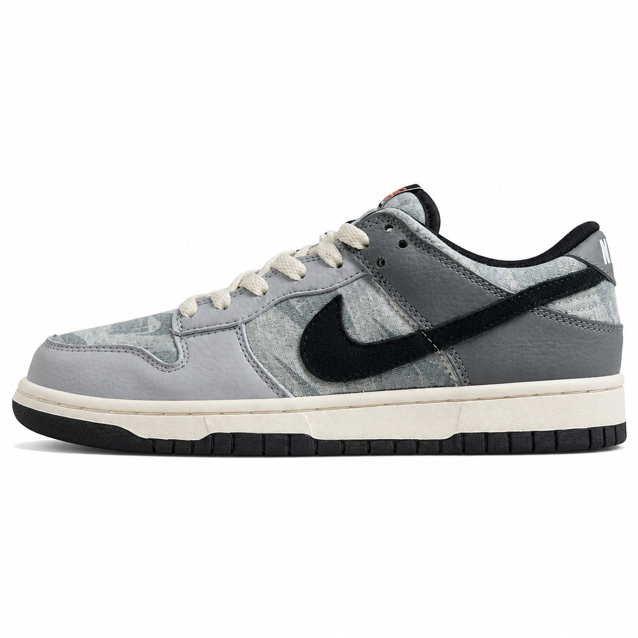 Nike Dunk Low cinzento off noir estampado animal lateral izquierda
