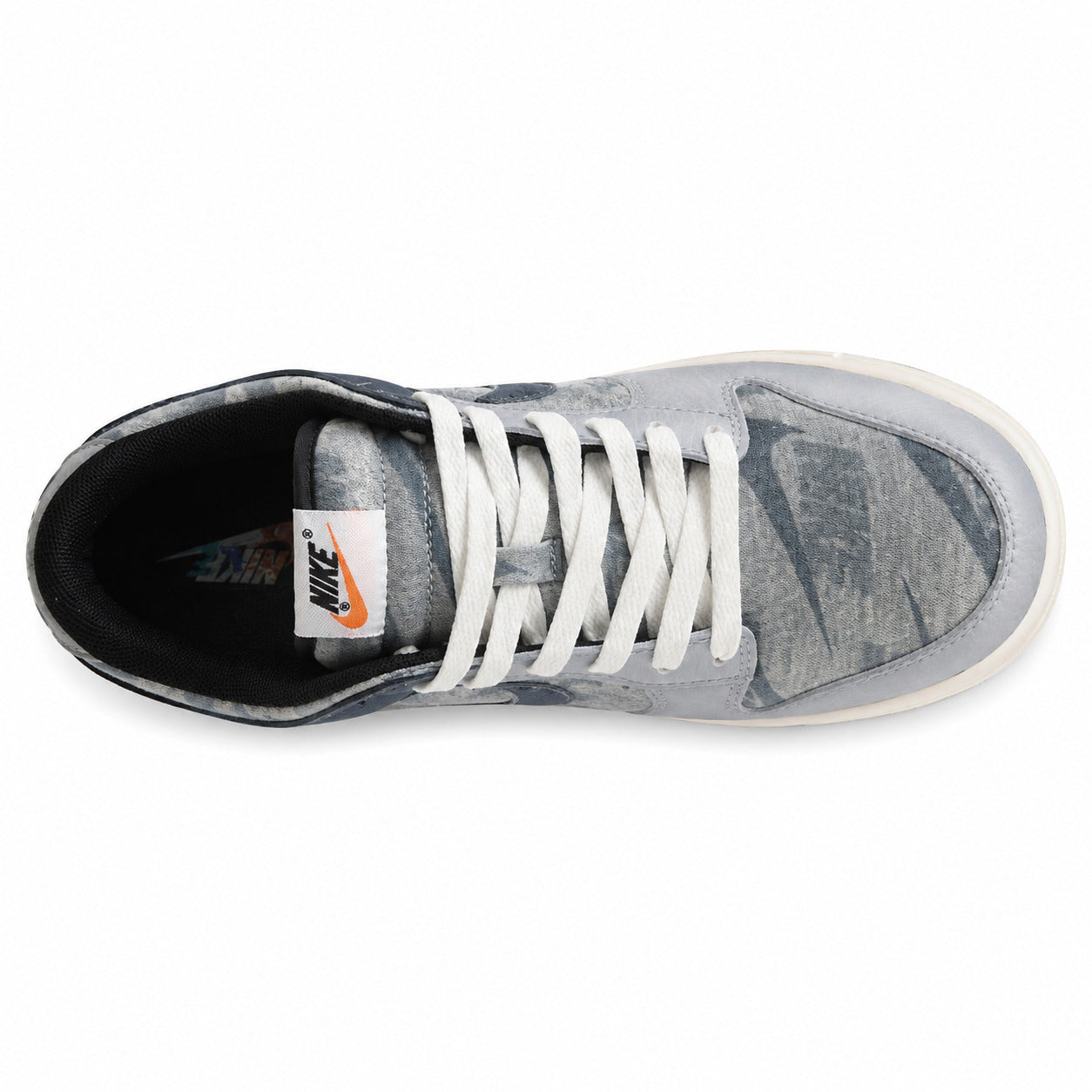 Nike Dunk Low cinzento off noir estampado animal vista superior