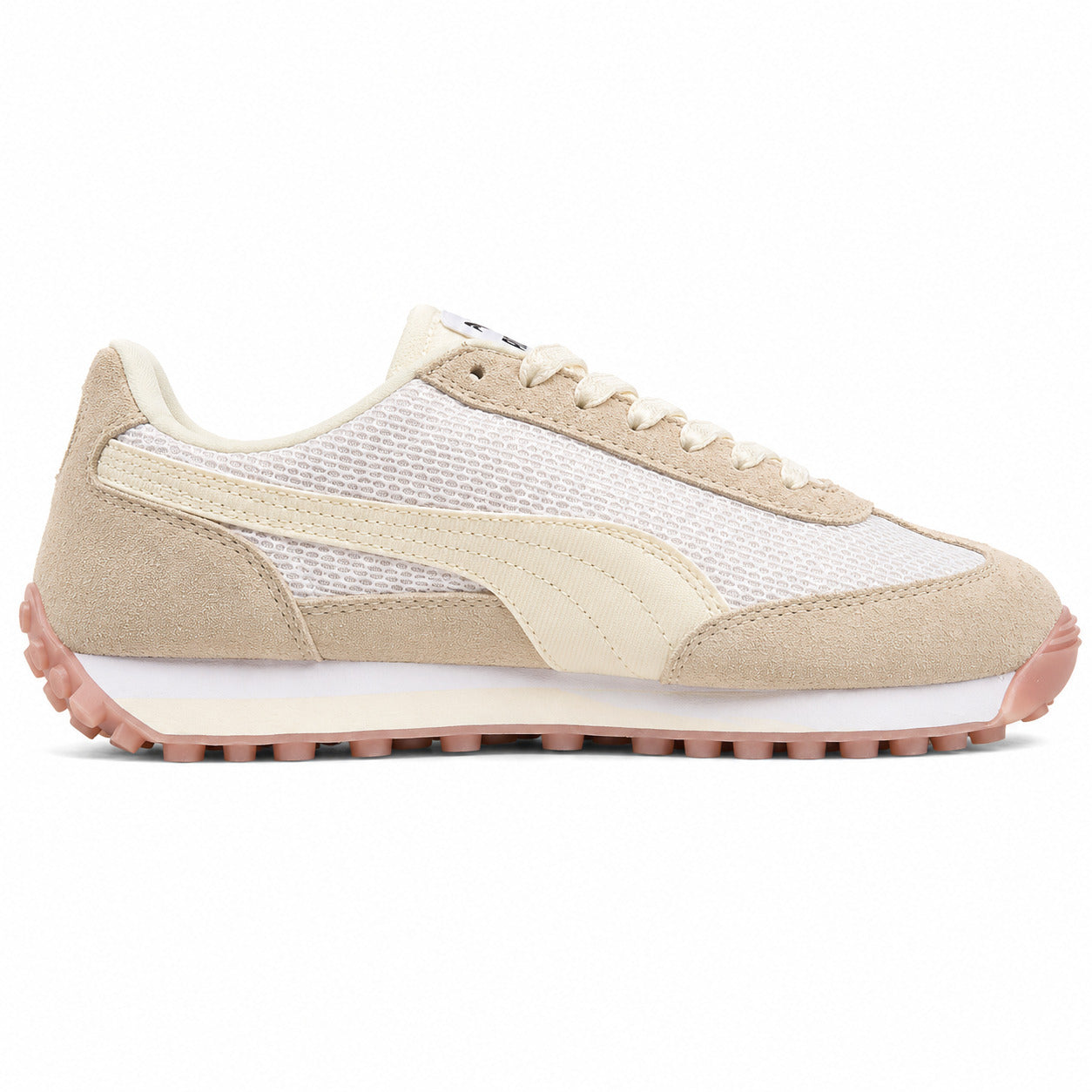Puma Easy Rider Vintage branco crema malha cordones satén lateral derecha