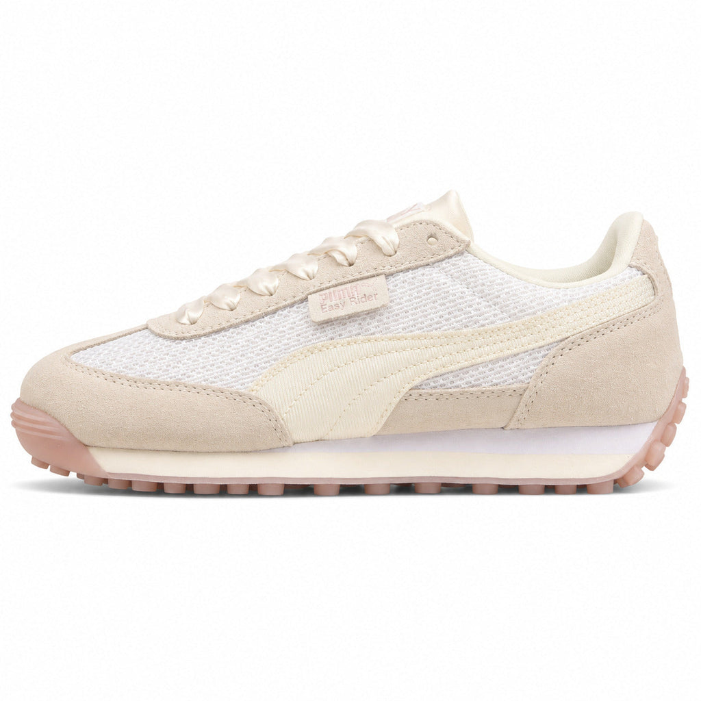 Puma Easy Rider Vintage branco crema malha cordones satén lateral izquierda