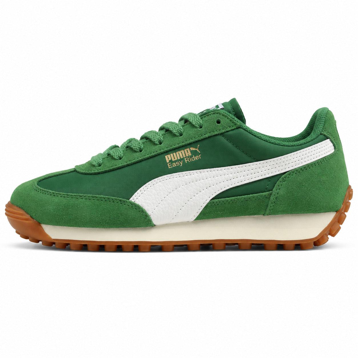 Puma Easy Rider Vintage verde branco ante lateral izquierda